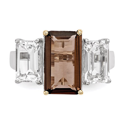 Sterling Silver u0026 14K Smoky Quartz and White Topaz Ring