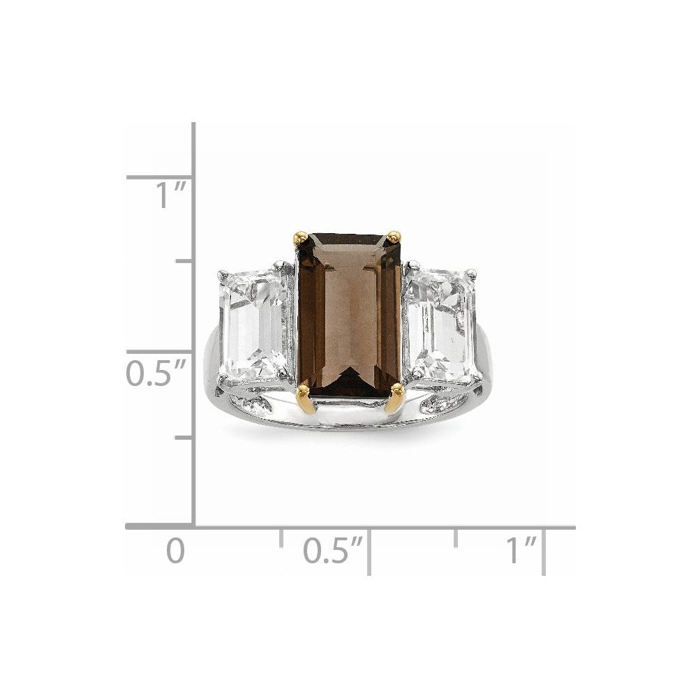 Sterling Silver u0026 14K Smoky Quartz and White Topaz Ring