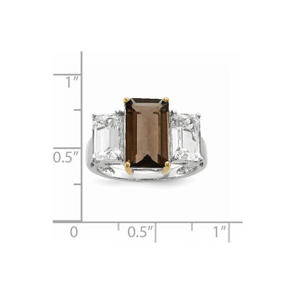 Sterling Silver u0026 14K Smoky Quartz and White Topaz Ring