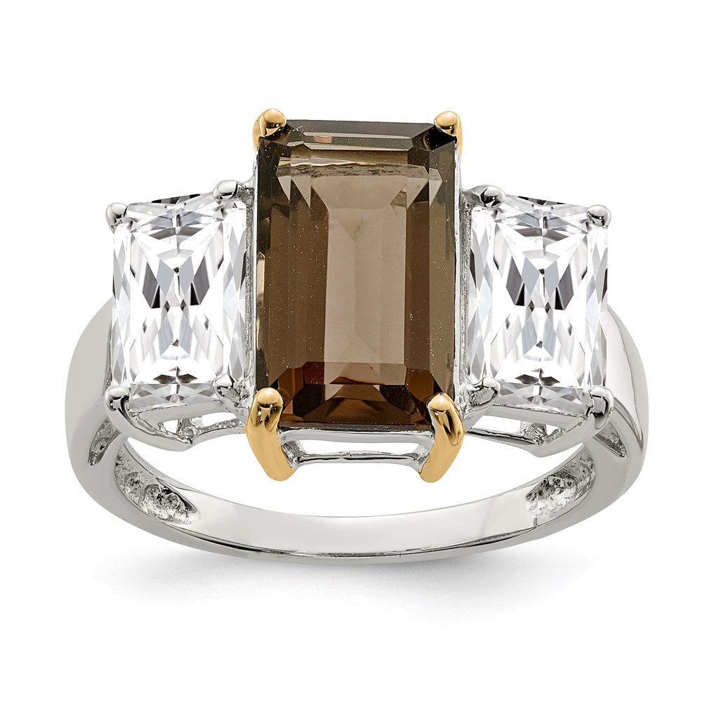 Sterling Silver u0026 14K Smoky Quartz and White Topaz Ring