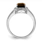 Sterling Silver Rhodium Emerald-cut Smoky Quartz u0026 Diamond Ring