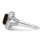 Sterling Silver Rhodium Emerald-cut Smoky Quartz u0026 Diamond Ring