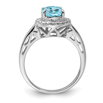Sterling Silver Rhodium Sky Blue Topaz u0026 Diamond Ring