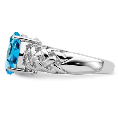 Sterling Silver Rhodium Blue Topaz Ring