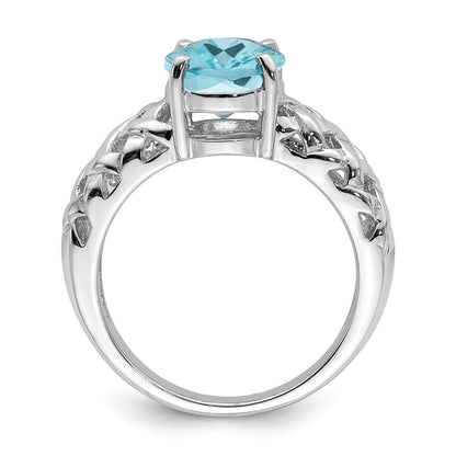 Sterling Silver Rhodium Sky Blue Topaz Ring