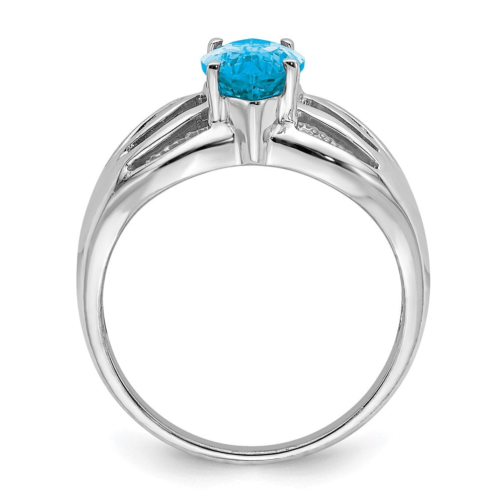 Sterling Silver Rhodium-plated Swiss Blue Topaz Ring