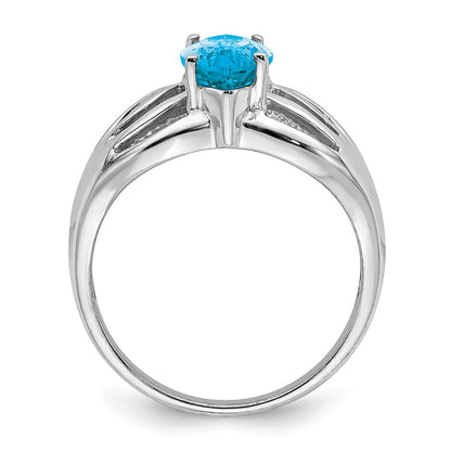 Sterling Silver Rhodium-plated Swiss Blue Topaz Ring