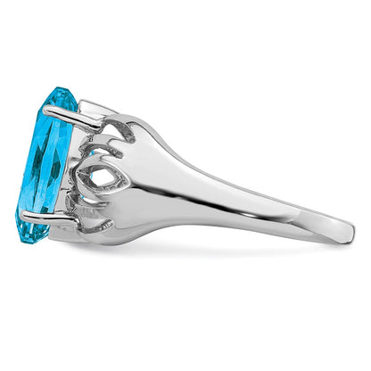 Sterling Silver Rhodium-plated Swiss Blue Topaz Ring