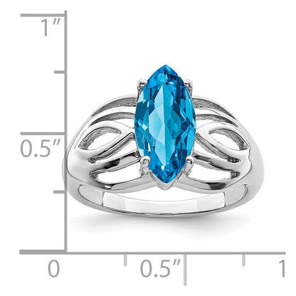 Sterling Silver Rhodium-plated Swiss Blue Topaz Ring