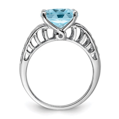 Sterling Silver Rhodium Sky Blue Topaz Ring