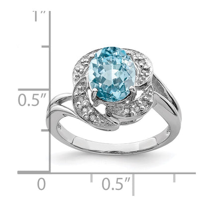 Sterling Silver Rhodium Sky Blue Topaz u0026 Diamond Ring