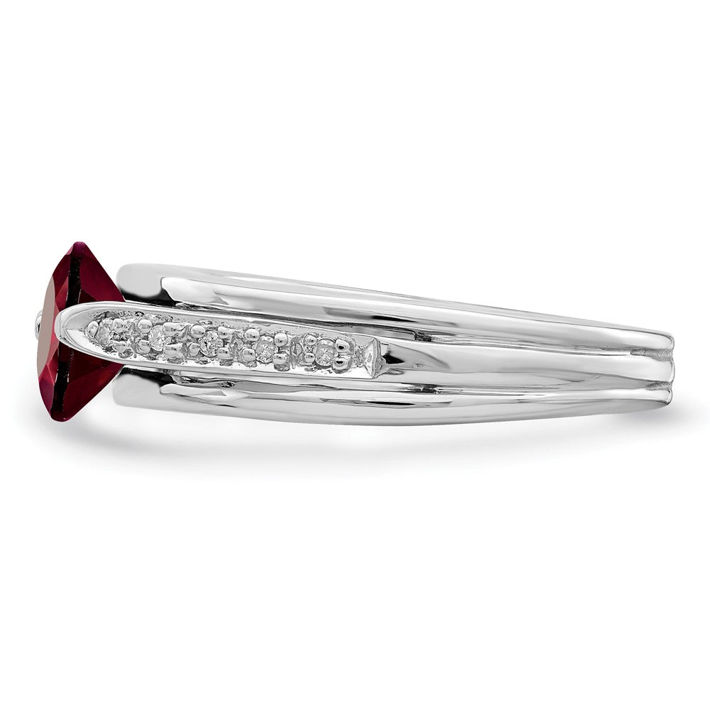 Sterling Silver Rhodium-plated Garnet u0026 Diamond Ring