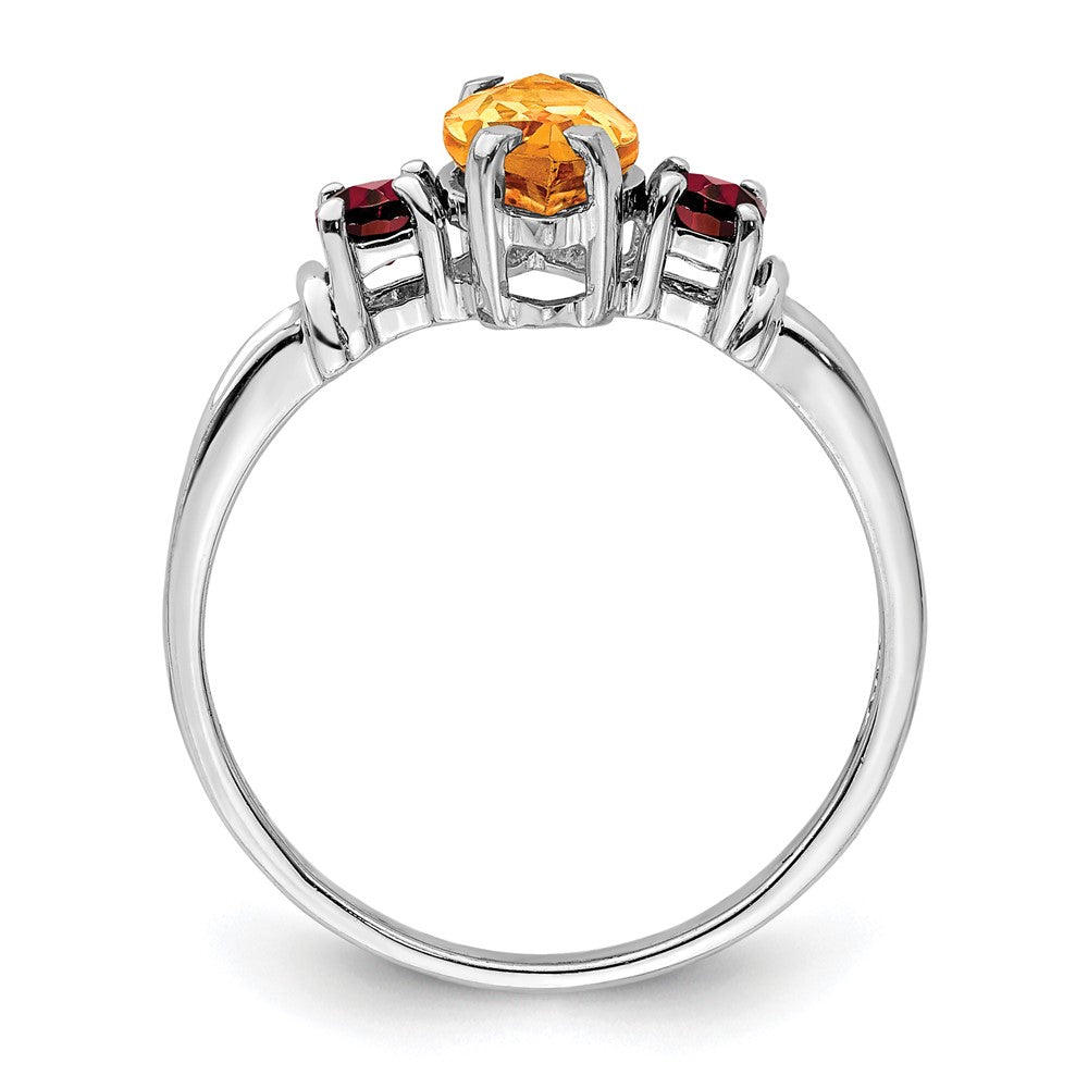 Sterling Silver Rhodium Citrine u0026 Garnet Ring