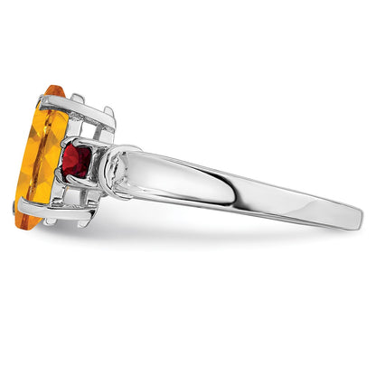 Sterling Silver Rhodium Citrine u0026 Garnet Ring