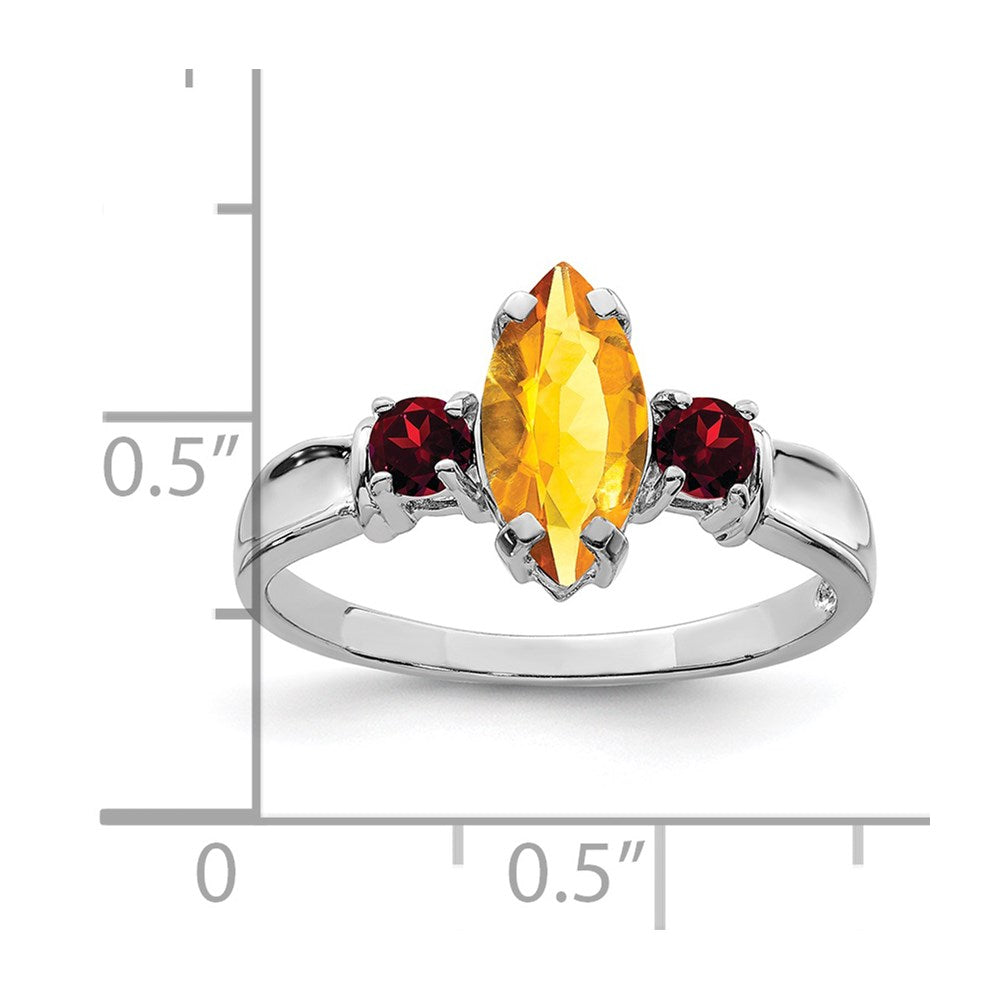 Sterling Silver Rhodium Citrine u0026 Garnet Ring
