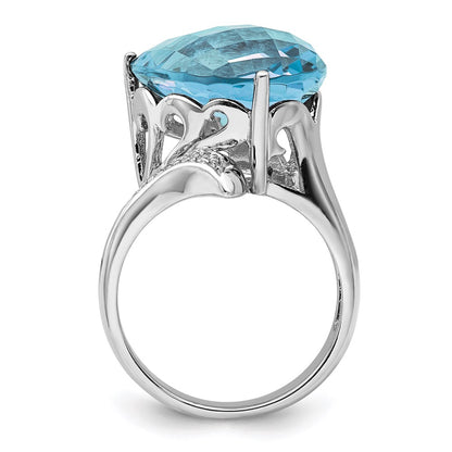 Sterling Silver Rhodium Sky Blue Topaz u0026 Diamond Ring