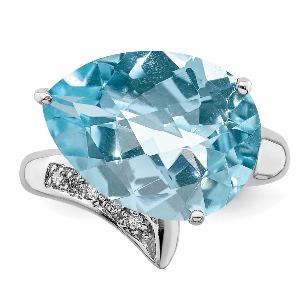 Sterling Silver Rhodium Sky Blue Topaz u0026 Diamond Ring
