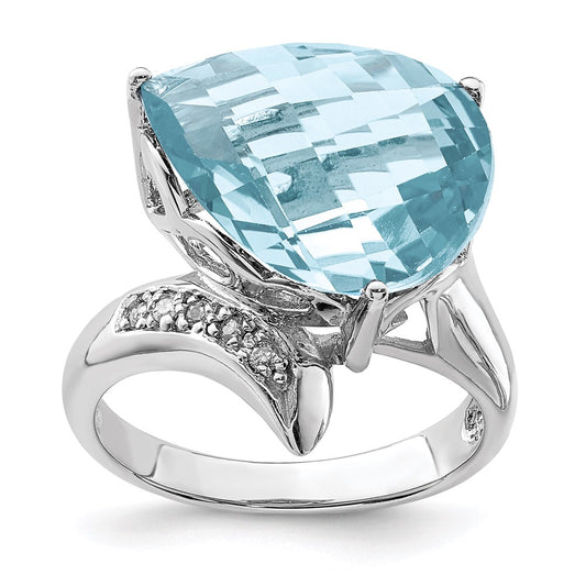 Sterling Silver Rhodium Sky Blue Topaz u0026 Diamond Ring