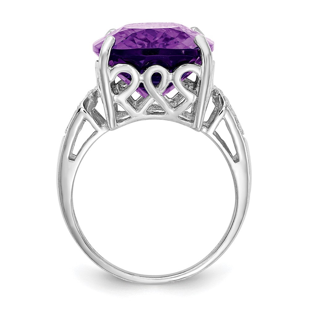 Sterling Silver Rhodium-plated Amethyst u0026 Diamond Ring