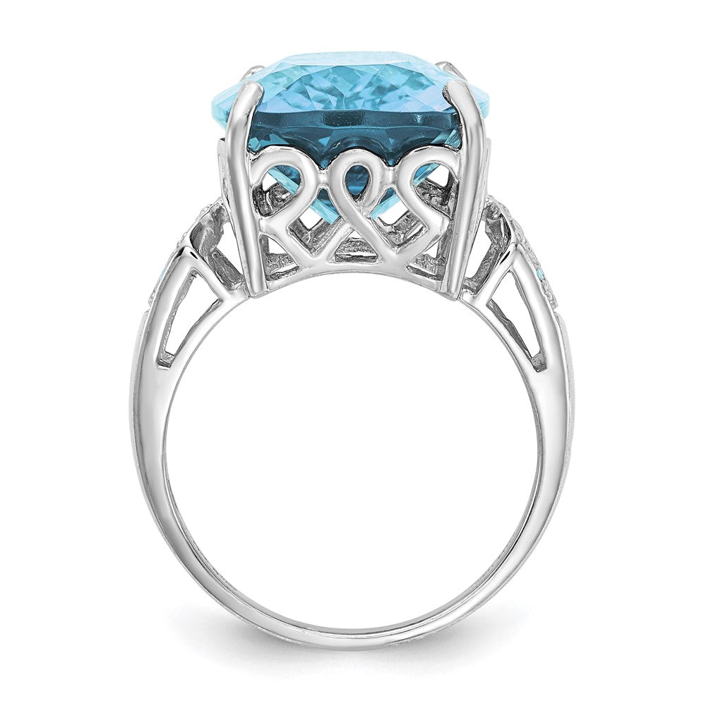 Sterling Silver Rhodium Sky Blue Topaz u0026 Diamond Ring