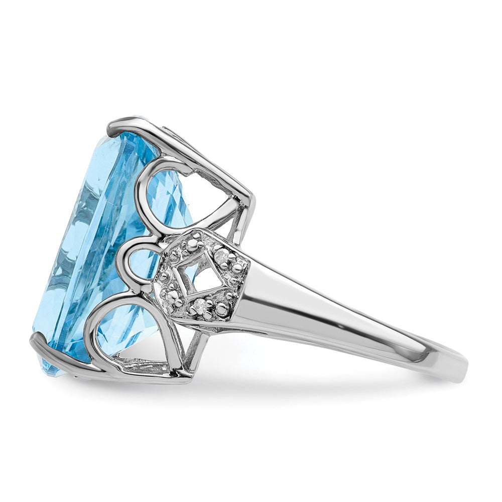 Sterling Silver Rhodium Sky Blue Topaz u0026 Diamond Ring