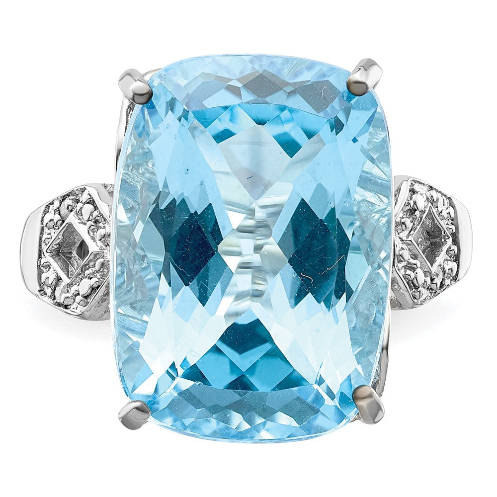 Sterling Silver Rhodium Sky Blue Topaz u0026 Diamond Ring