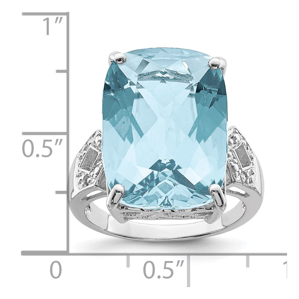 Sterling Silver Rhodium Sky Blue Topaz u0026 Diamond Ring