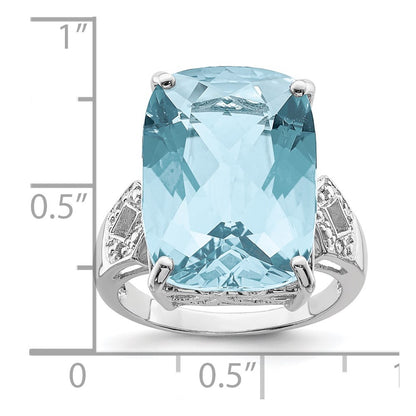 Sterling Silver Rhodium Sky Blue Topaz u0026 Diamond Ring