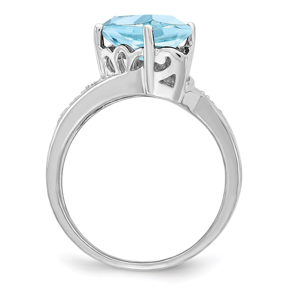 Sterling Silver Rhodium Sky Blue Topaz u0026 Diamond Ring