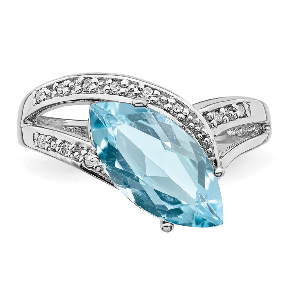 Sterling Silver Rhodium Sky Blue Topaz u0026 Diamond Ring