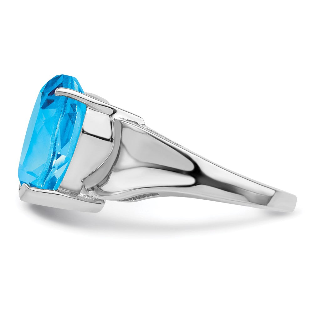 Sterling Silver Rhodium Blue Topaz Ring
