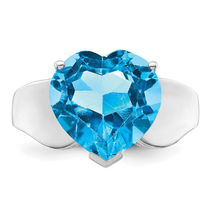 Sterling Silver Rhodium Blue Topaz Ring
