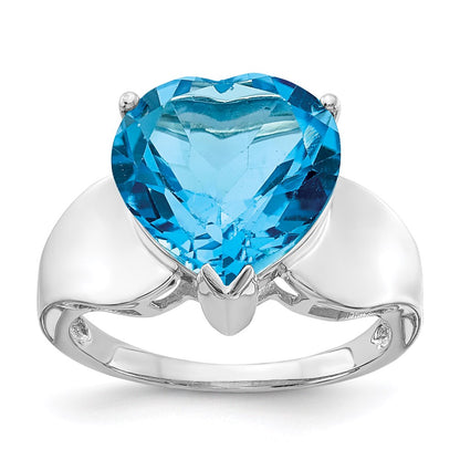 Sterling Silver Rhodium Blue Topaz Ring