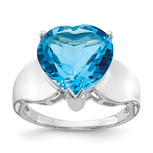 Sterling Silver Rhodium Blue Topaz Ring
