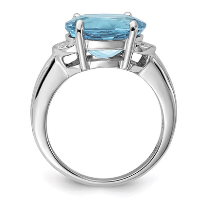 Sterling Silver Rhodium Light Swiss Blue Topaz Ring