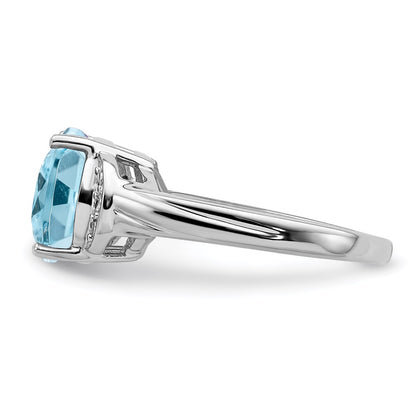 Sterling Silver Rhodium Light Swiss Blue Topaz Ring