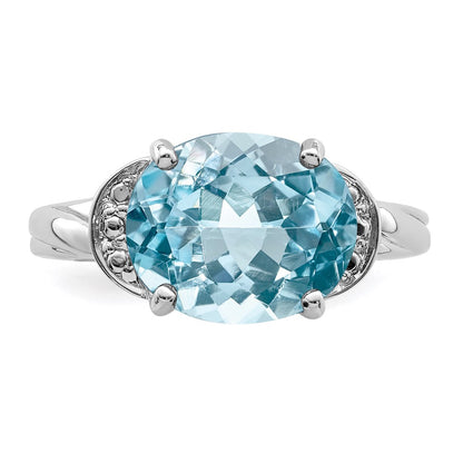 Sterling Silver Rhodium Light Swiss Blue Topaz Ring