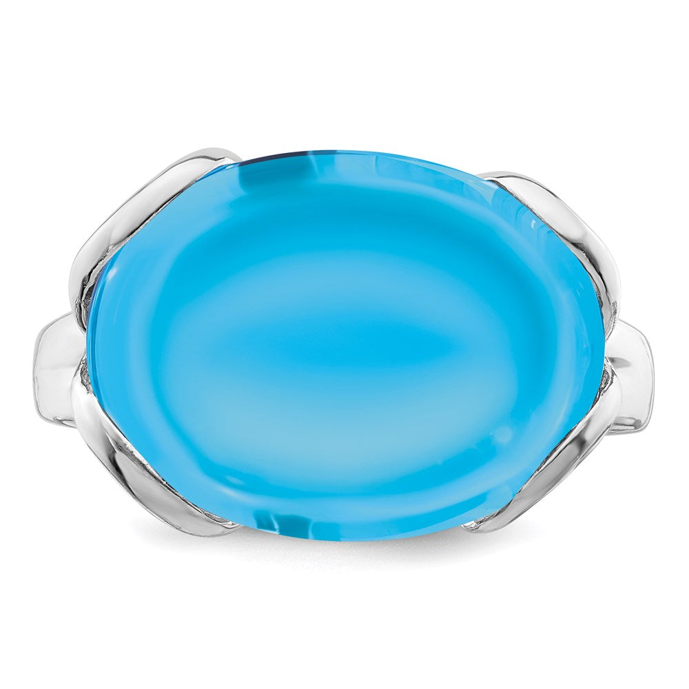 Sterling Silver Rhodium Blue Topaz Ring