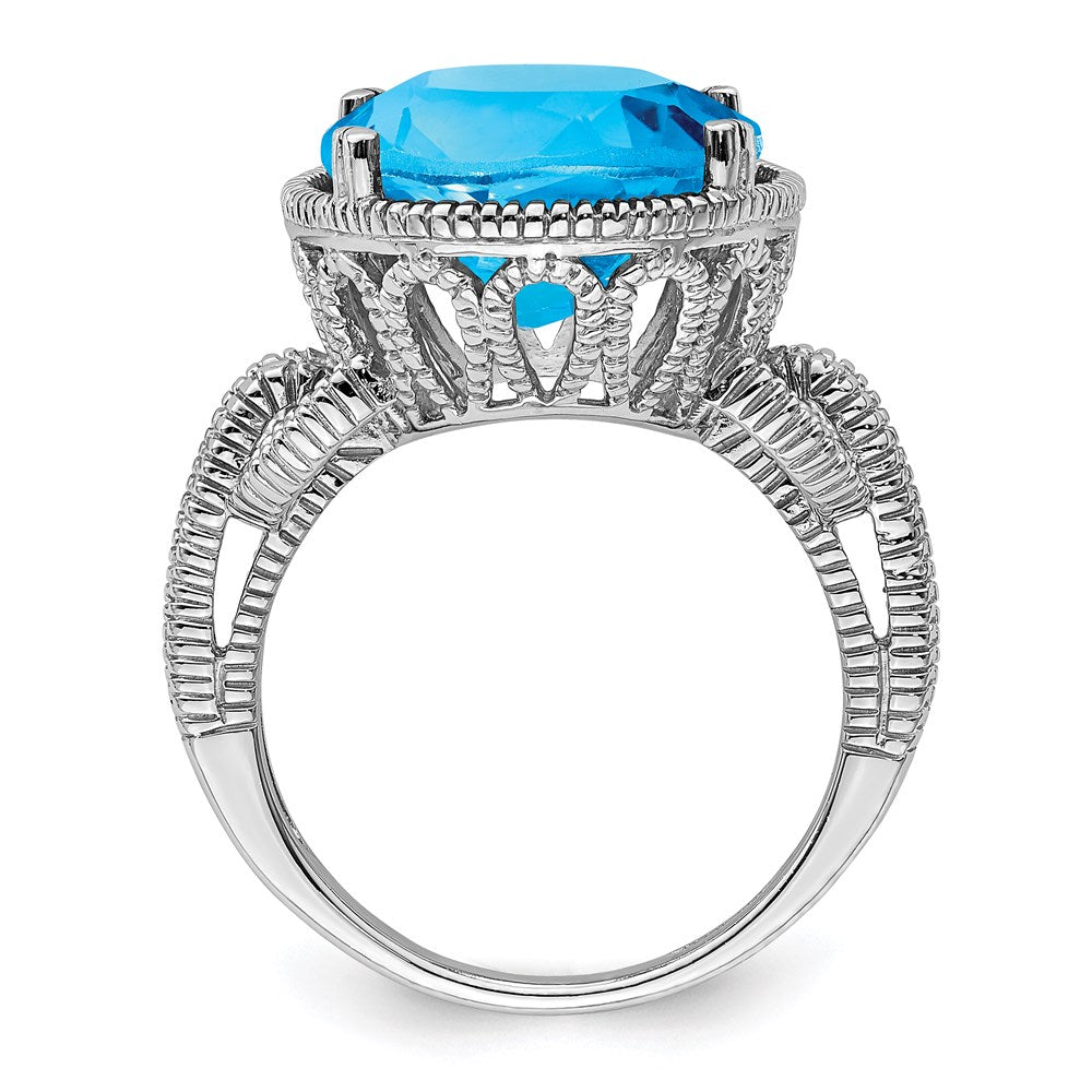 Sterling Silver Rhodium Blue Topaz Ring