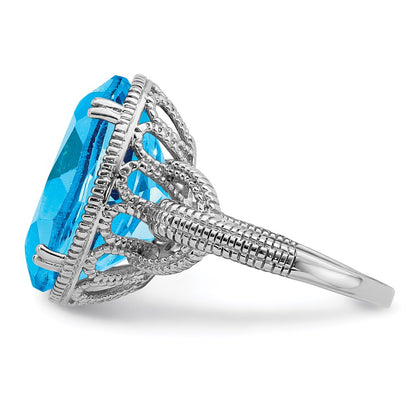 Sterling Silver Rhodium Blue Topaz Ring