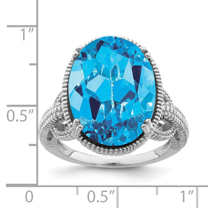 Sterling Silver Rhodium Blue Topaz Ring