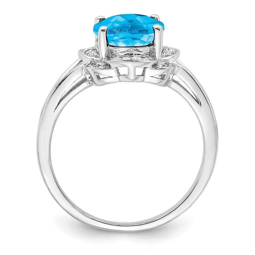 Sterling Silver Rhodium Diamond u0026 Blue Topaz Ring