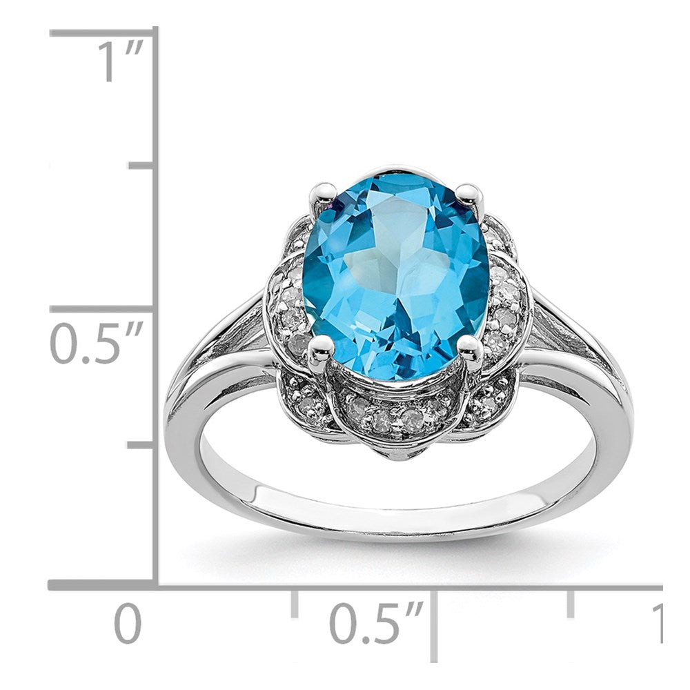 Sterling Silver Rhodium Diamond u0026 Blue Topaz Ring