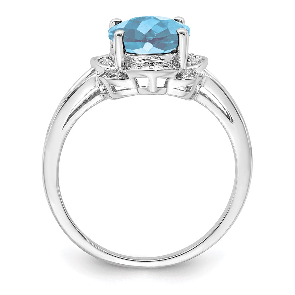 Sterling Silver Rhodium Diamond u0026 Sky Blue Topaz Ring