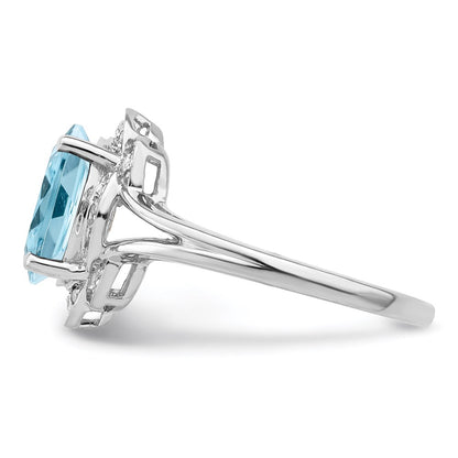 Sterling Silver Rhodium Diamond u0026 Sky Blue Topaz Ring