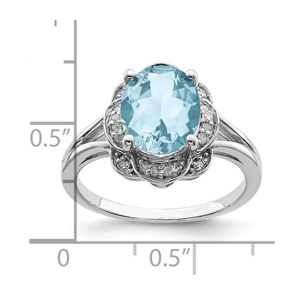 Sterling Silver Rhodium Diamond u0026 Sky Blue Topaz Ring