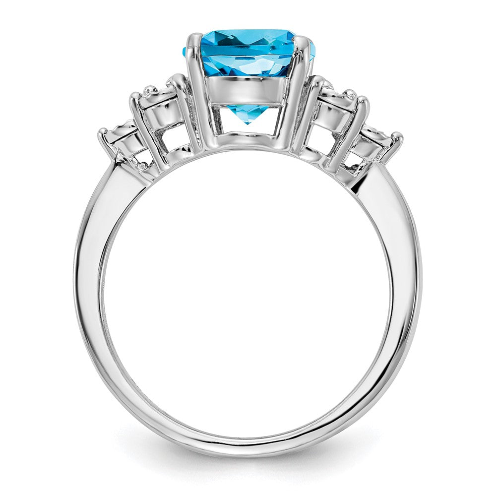 Sterling Silver Rhodium Diamond u0026 Blue Topaz Ring