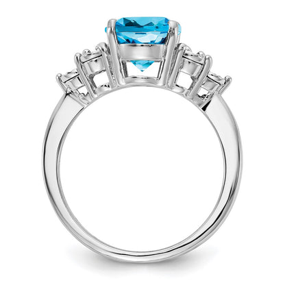 Sterling Silver Rhodium Diamond u0026 Blue Topaz Ring