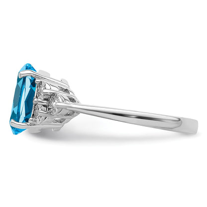 Sterling Silver Rhodium Diamond u0026 Blue Topaz Ring