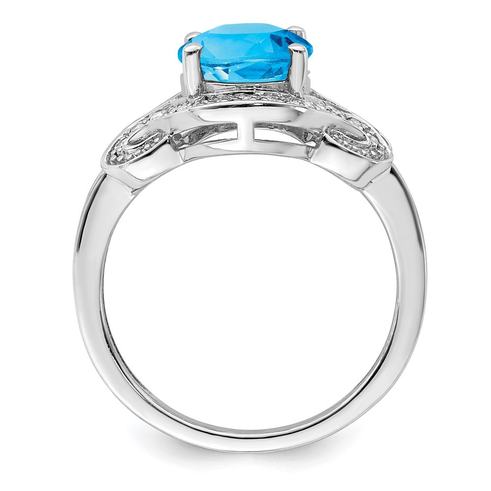 Sterling Silver Rhodium Diamond u0026 Blue Topaz Ring
